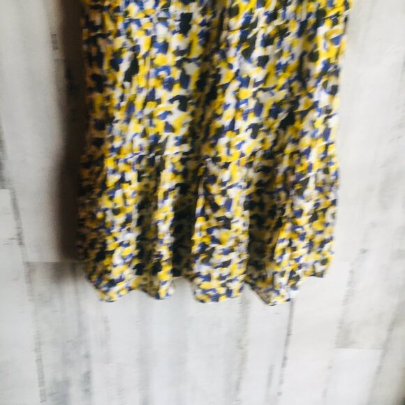 NWOT Velvet by Graham & Spencer Dress Flutter Cap Sleeve Abstract Print Yellow L - Picture 11 of 12